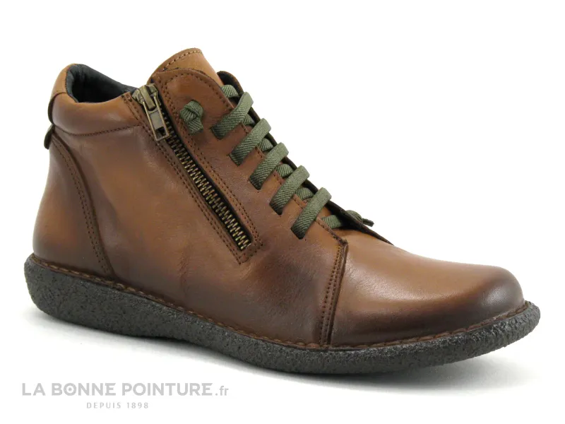 Achat chaussures Bran's Femme Chaussure montante, vente Brans 13580 Marron - Elastique kaki - Boots Femme