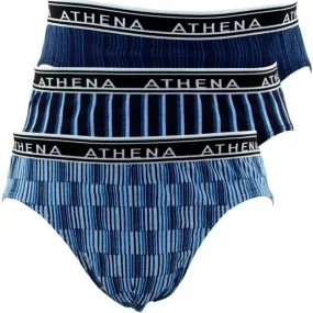 ATHENA Lot de 3 Slips Homme Coton TONIC Bleu
