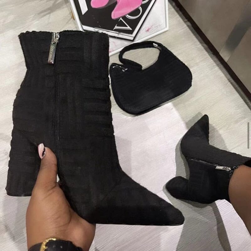Bottines Orange à bout pointu pour femme, chaussures chevilles à talons hauts et fermeture éclair sur l'intérieur, mode automne 