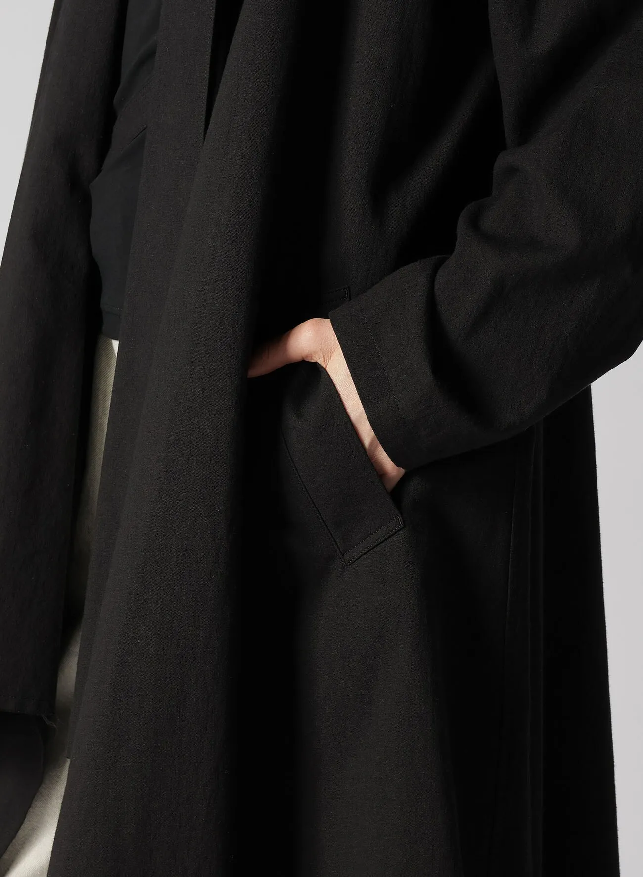 COTTON FLAX POPLIN ROBE COAT