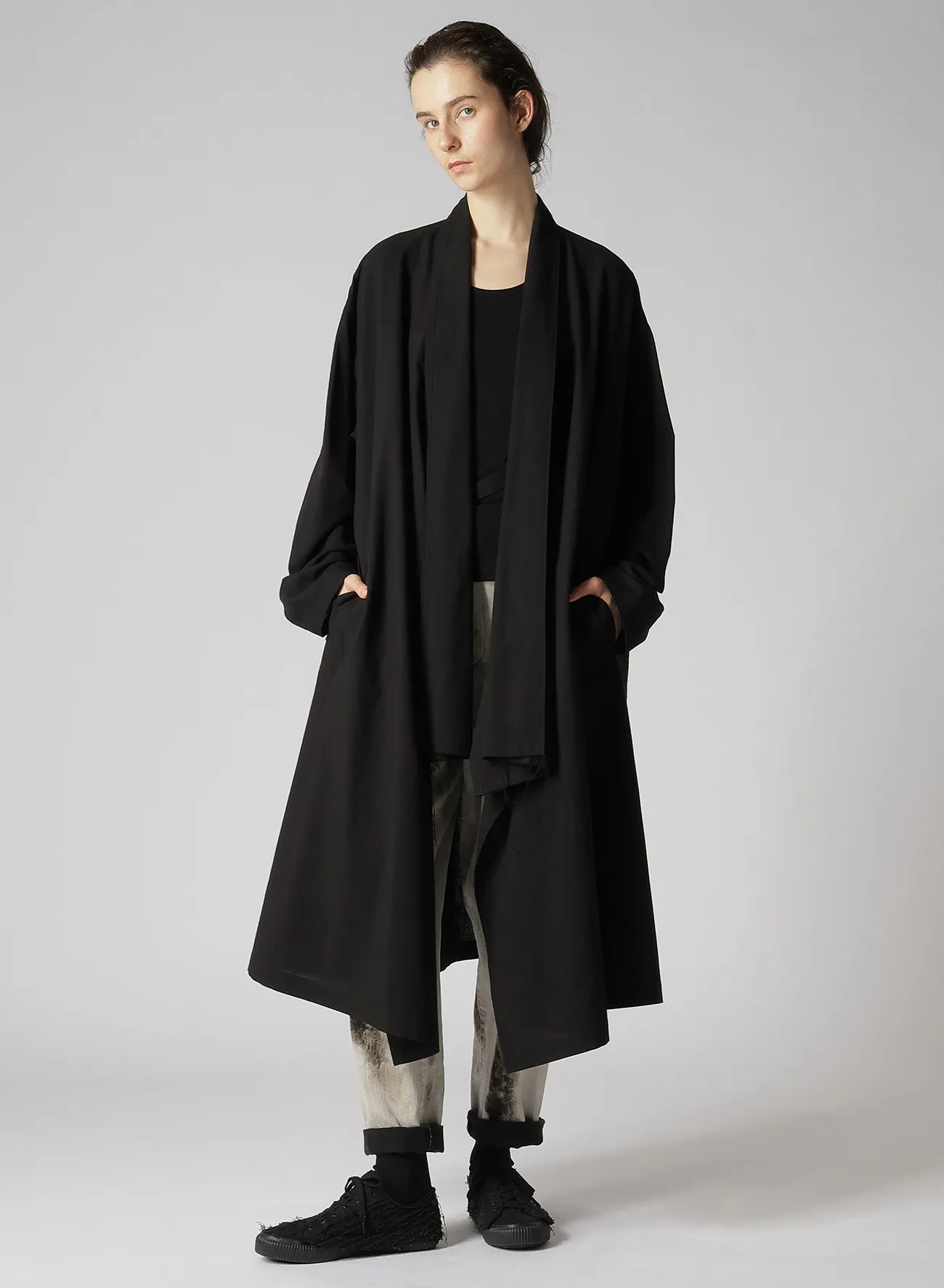 COTTON FLAX POPLIN ROBE COAT