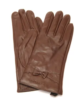 Gants en cuir chocolat LuluCastagnette noeud