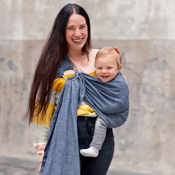 Hoppediz Ring Sling Popeline Denim - Écharpe de portage Sling