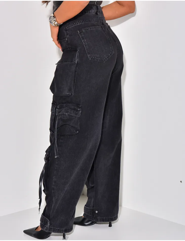Jeans cargo oversize à multipoches & lacets / 58445 - JEANS INDUSTRY