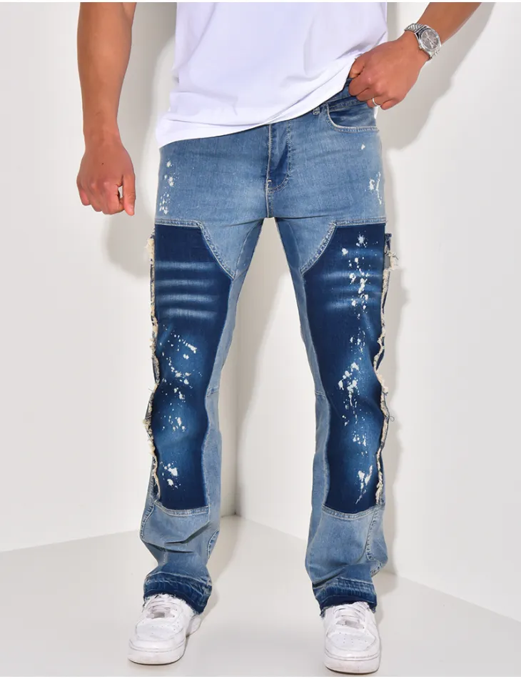 Jeans à empiècements et tâches de peinture / 59285 - JEANS INDUSTRY