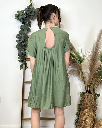 K006- Robe-Short unie (T36-T40) (kaki) - Bleu Clair