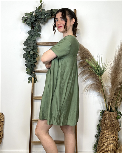 K006- Robe-Short unie (T36-T40) (kaki) - Bleu Clair