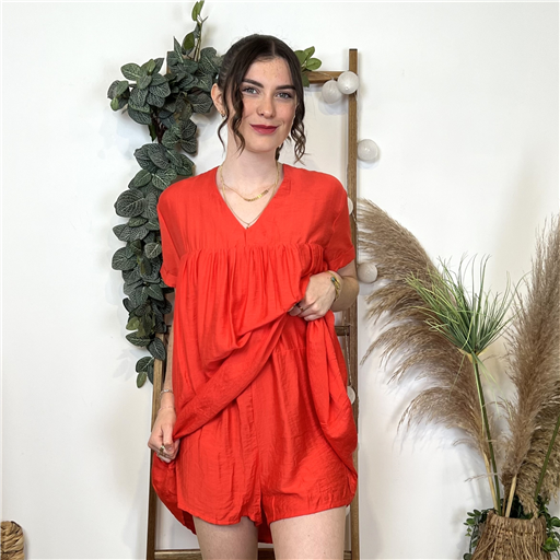 K006- Robe-Short unie (T36-T40) (kaki) - Bleu Clair