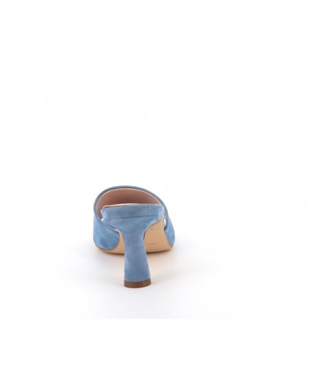 Mule Mara réalisée en Italie en daim bleu jean