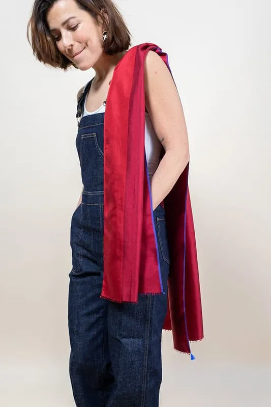 Petit foulard Bicolore en soie burgundy