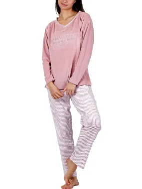 Pyjama pantalon top manches longues Comfort Home - Rose