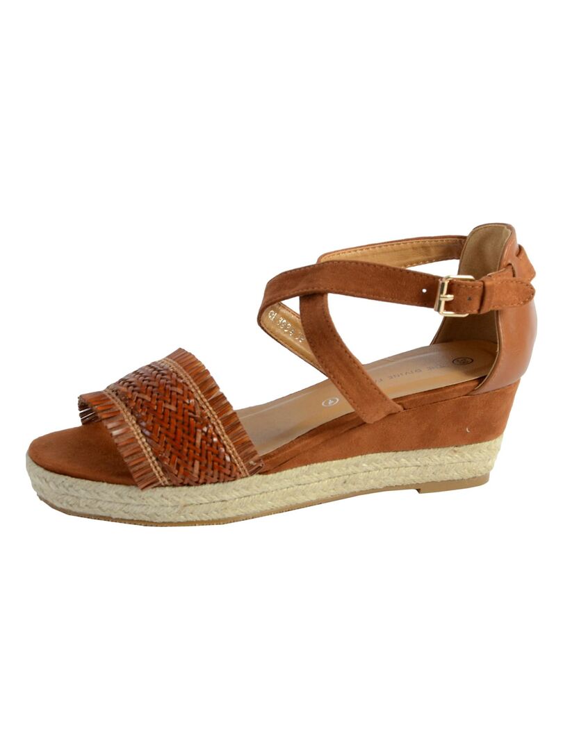 Sandale Compensee The Divine Factory QL3934 - Marron