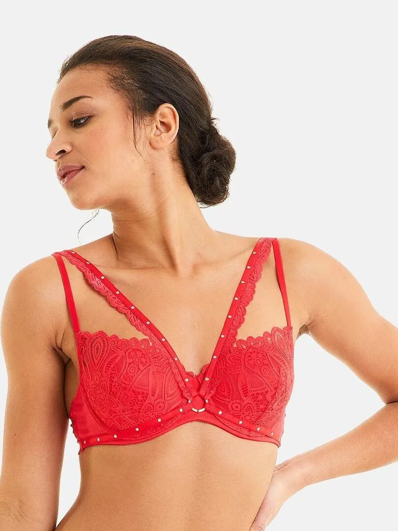 Soutien-gorge ampliforme coque moulée SALTIMBANQUE - Pomm'Poire - Rouge
