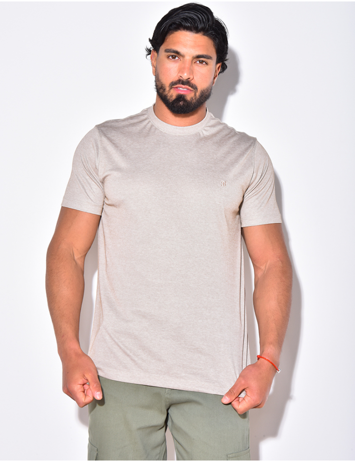 T-shirt basic brodé "B" / 51237 - JEANS INDUSTRY