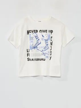 T-shirt manches courtes 'Skate' - Blanc