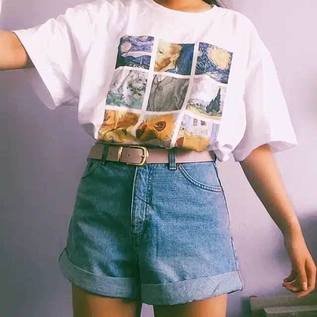 T-Shirt Vintage blanc Van Gogh des années 90s • Vintage Univers