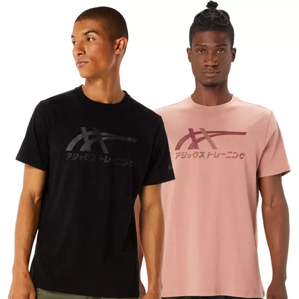 Tee-shirt Asics Sport Tiger Tee rouge pâle ou noir pour le tennis