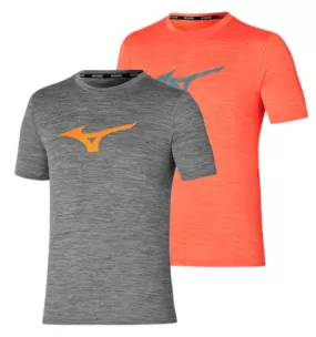 Tee-shirt de sport homme Mizuno Core Logo 2024 Running gris ou orange