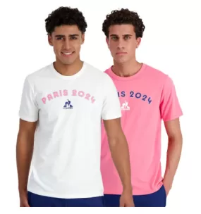 Tee-shirt JO Paris 2024 Le Coq Sportif blanc/rose ou rose/bleu