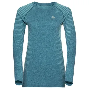 Vêtements de sport ODLO Femme| Tee-shirt à manche longue de running ODLO Essential Seamless ML blue wing Melange pour femme|3135