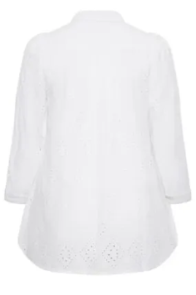YOURS - Chemisier Blanc Style Broderie Manches Longues