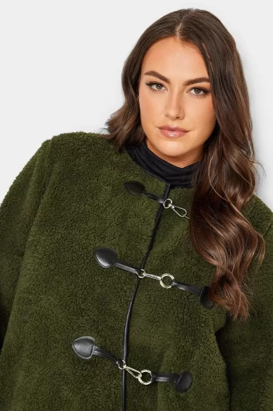 YOURS LUXURY - Veste Verte Kaki Fausse Fourrure